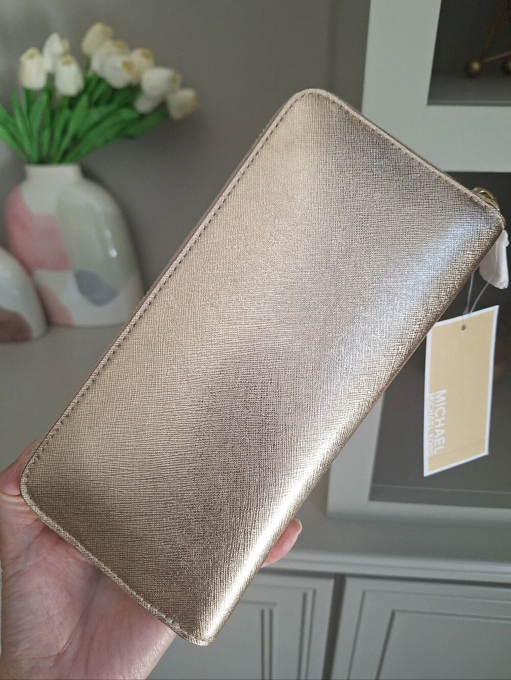 NWT Michael Kors Jet Set Large Travel Continental Zip Around Wallet Leather